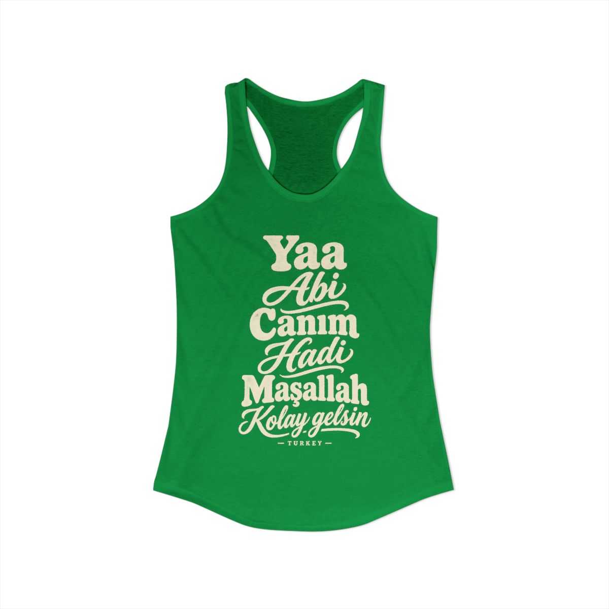 Turkey local slang women's tank top — typographic sayings design | Nameshi Destinations (view 7)