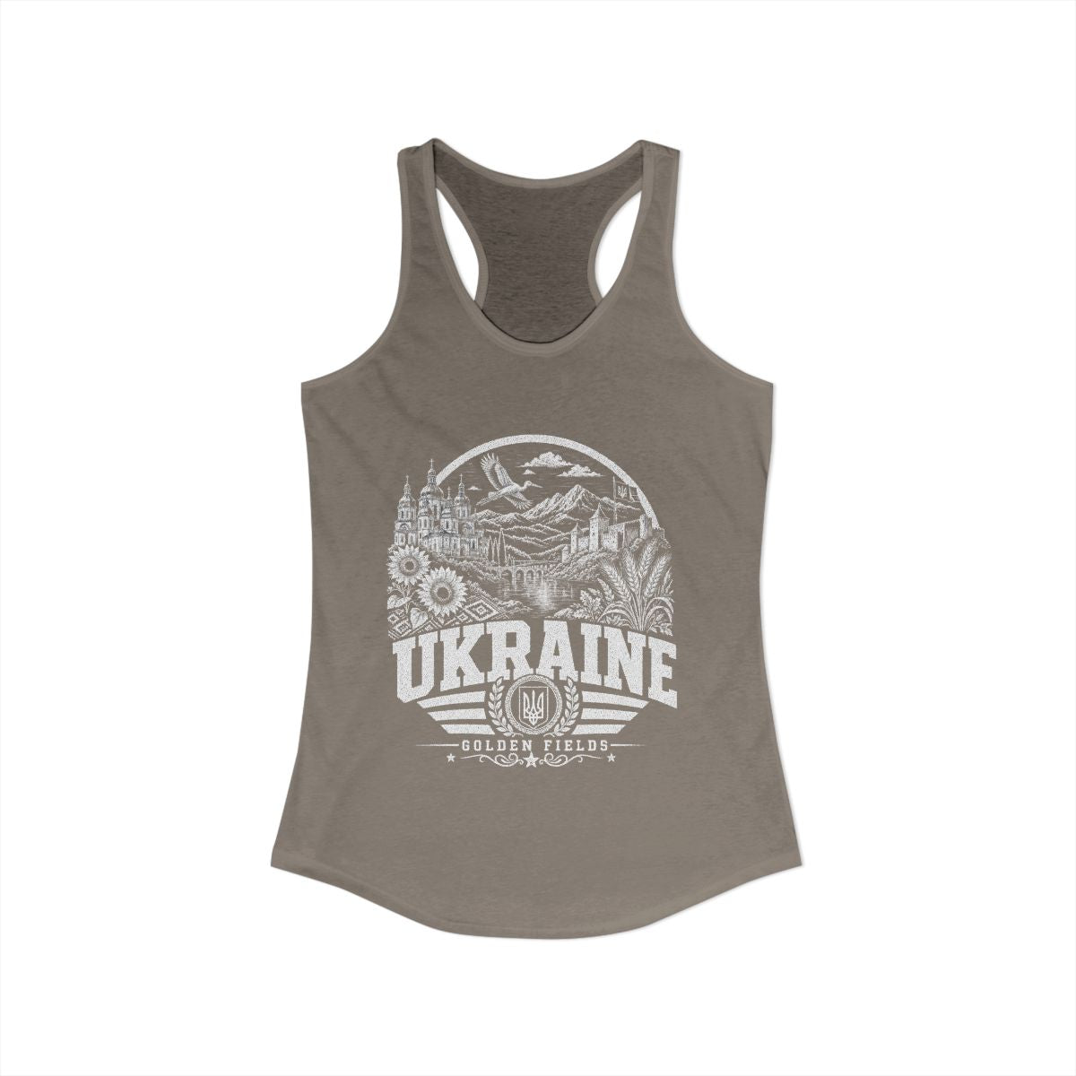Ukraine Women's Tank Top — Solid Warm Gray (front)