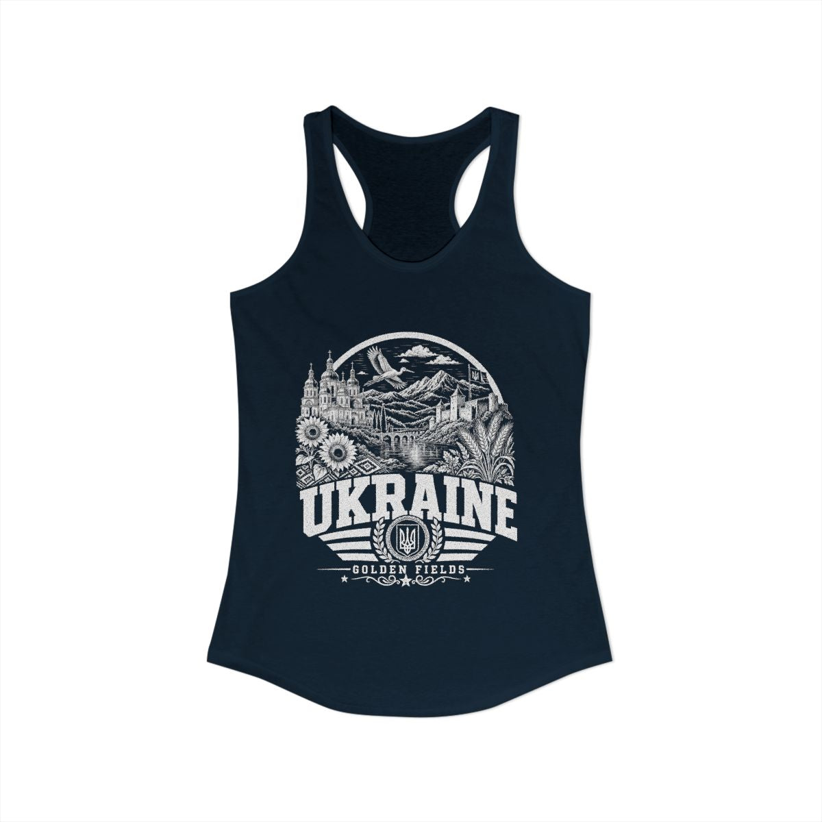 Ukraine Women's Tank Top — Solid Midnight Navy (front)