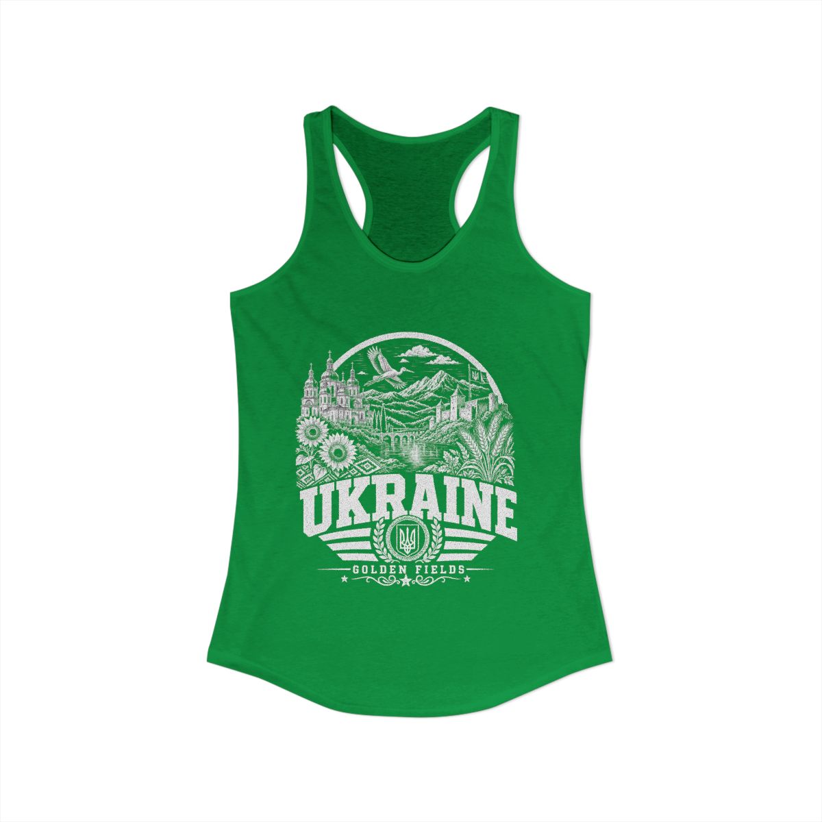 Ukraine Women's Tank Top — Solid Kelly Green (front)