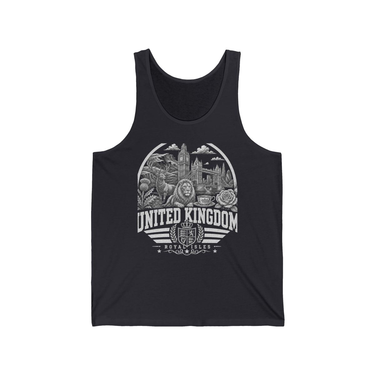 United Kingdom Men's Tank Top — Dark Grey (front)