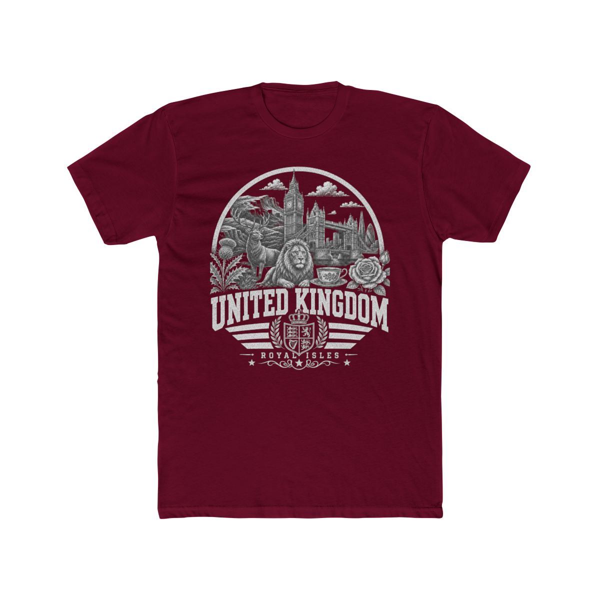 United Kingdom Men's Tee — Solid Cardinal Red
