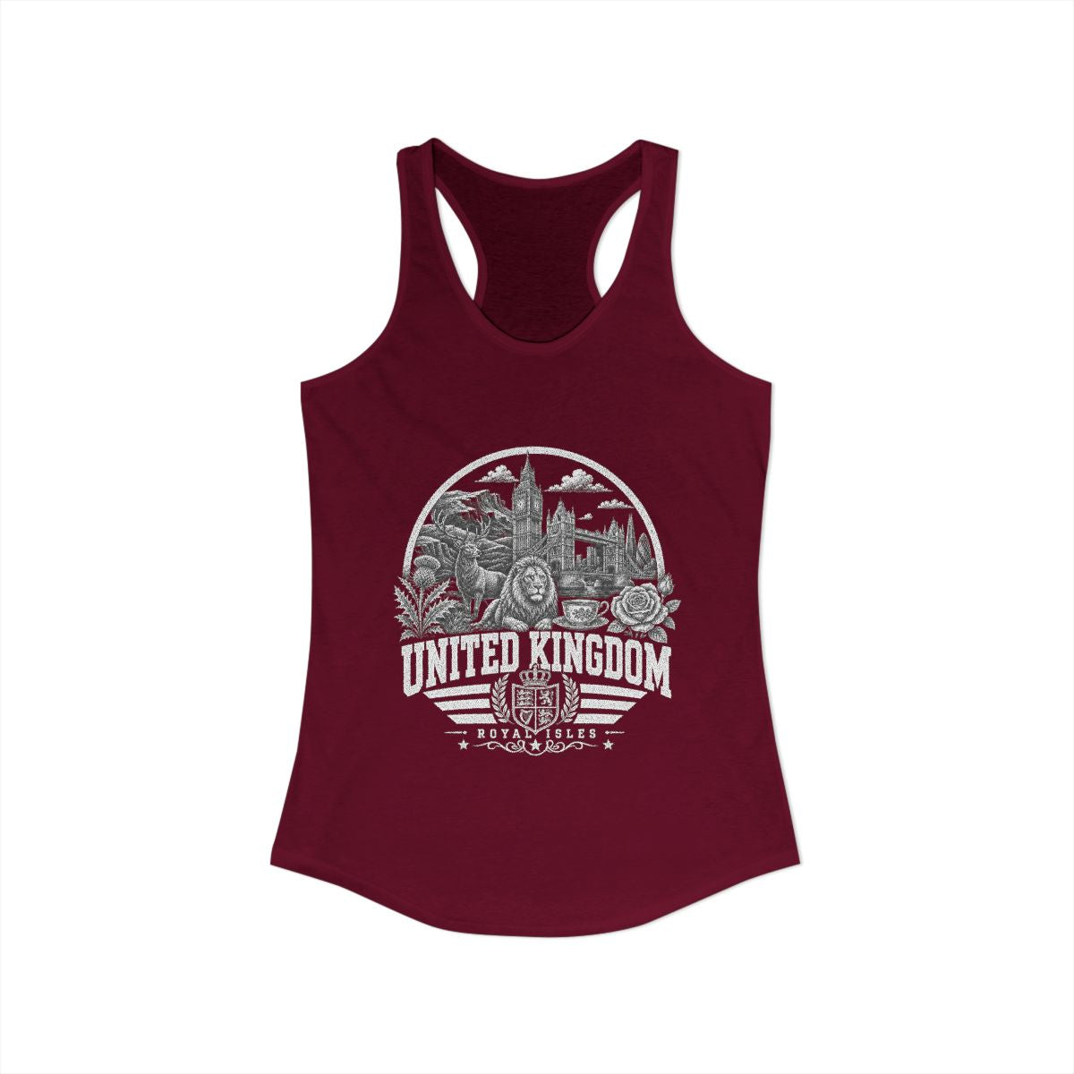 United Kingdom Women's Tank Top — Solid Cardinal Red (front)