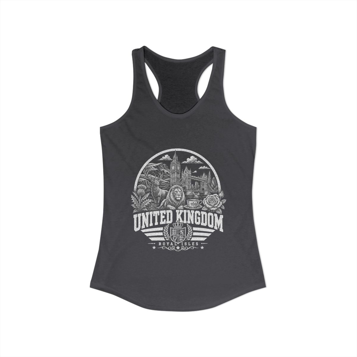 United Kingdom Women's Tank Top — Solid Dark Gray (front)