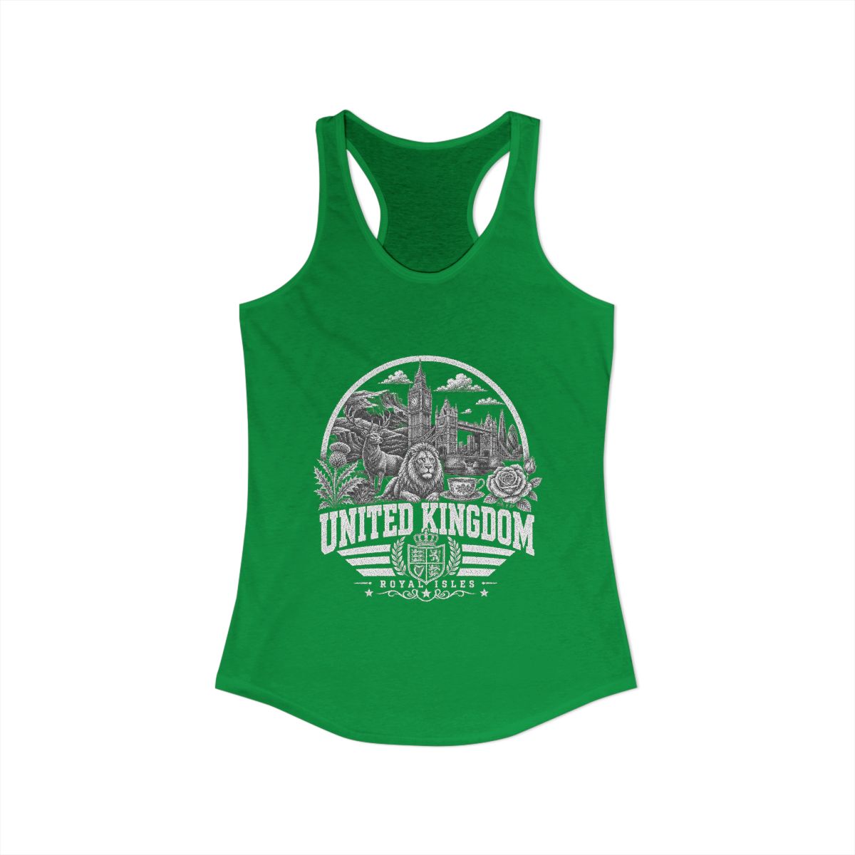 United Kingdom Women's Tank Top — Solid Kelly Green (front)