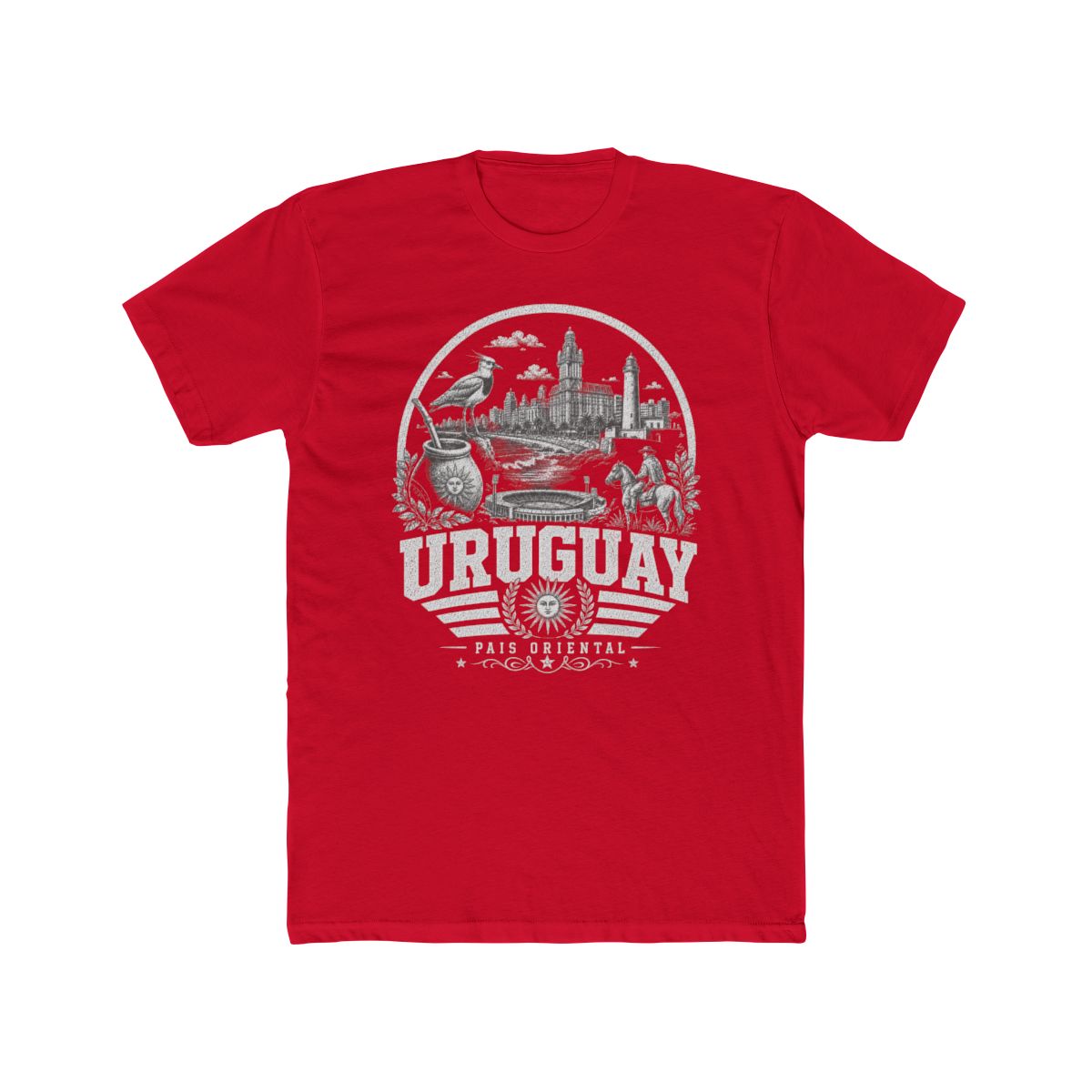 Uruguay Men's Tee — Solid Red