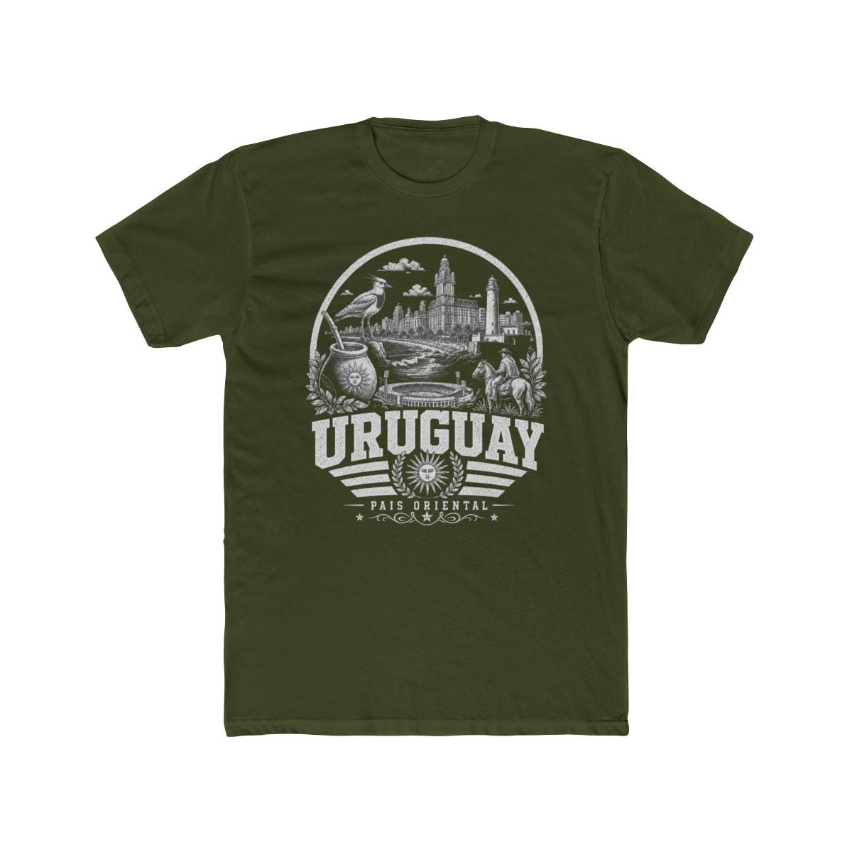 Uruguay Men's Tee — Solid Military Green