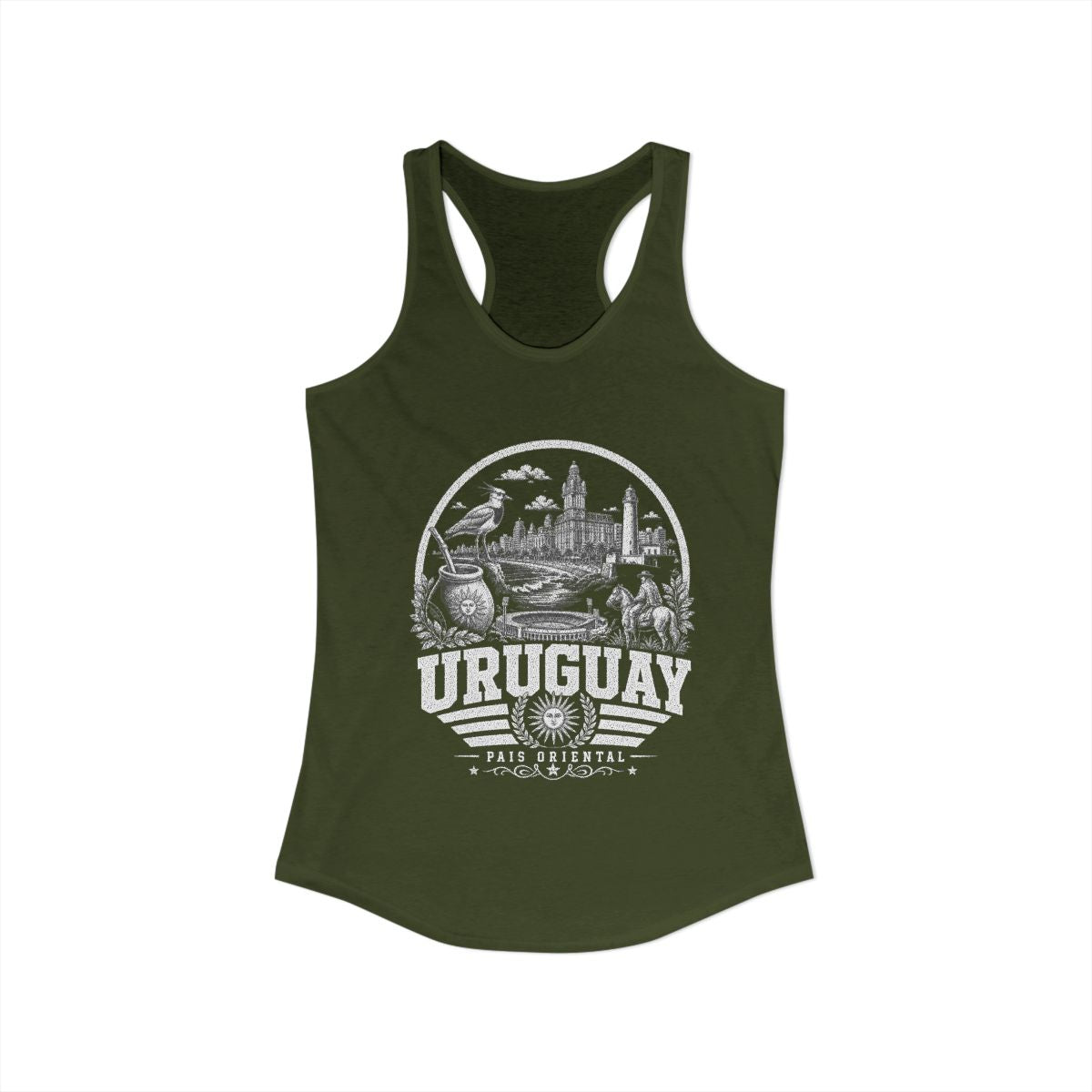 Uruguay Women's Tank Top — Solid Military Green (front)