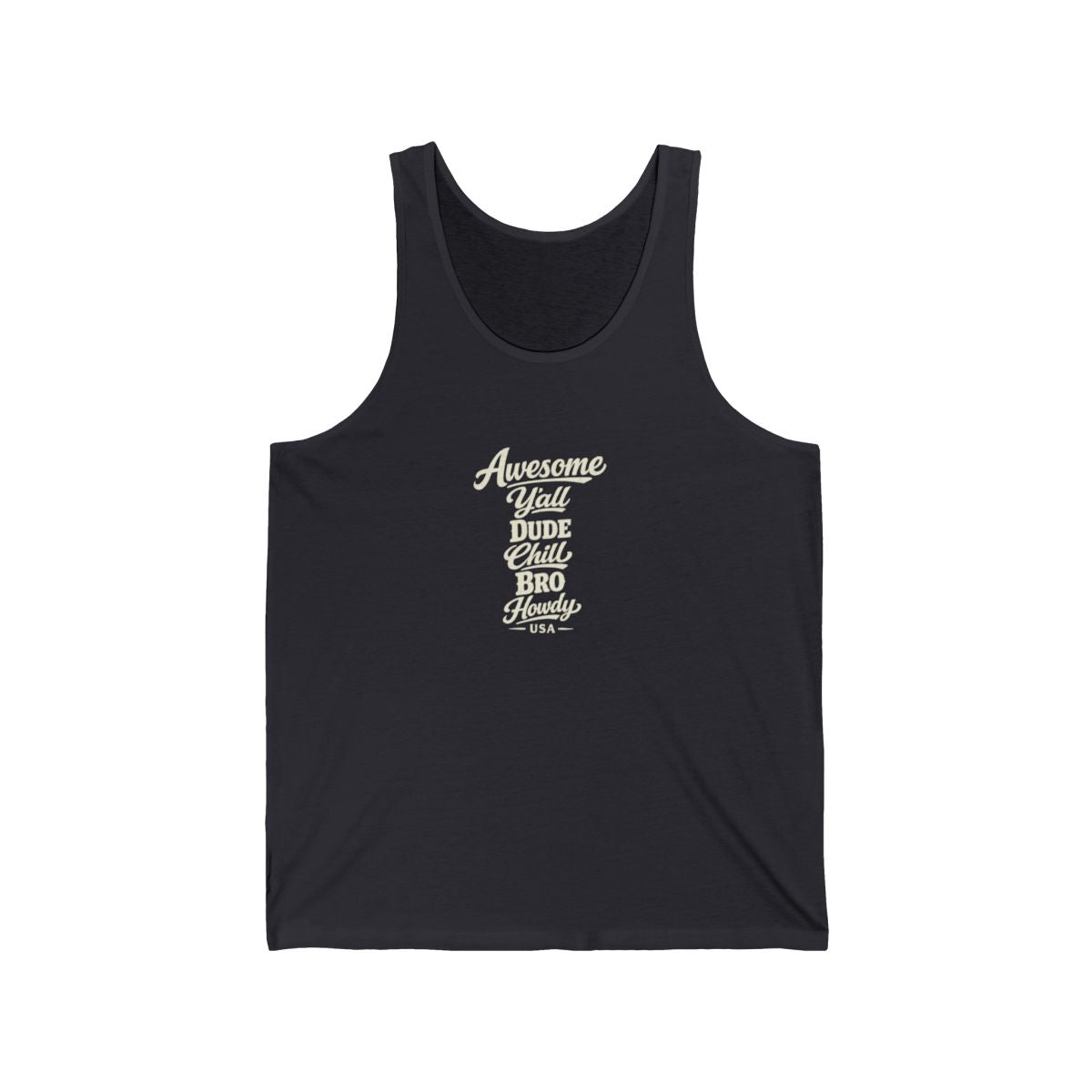USA local slang men's tank top — typographic sayings design | Nameshi Destinations (view 5)