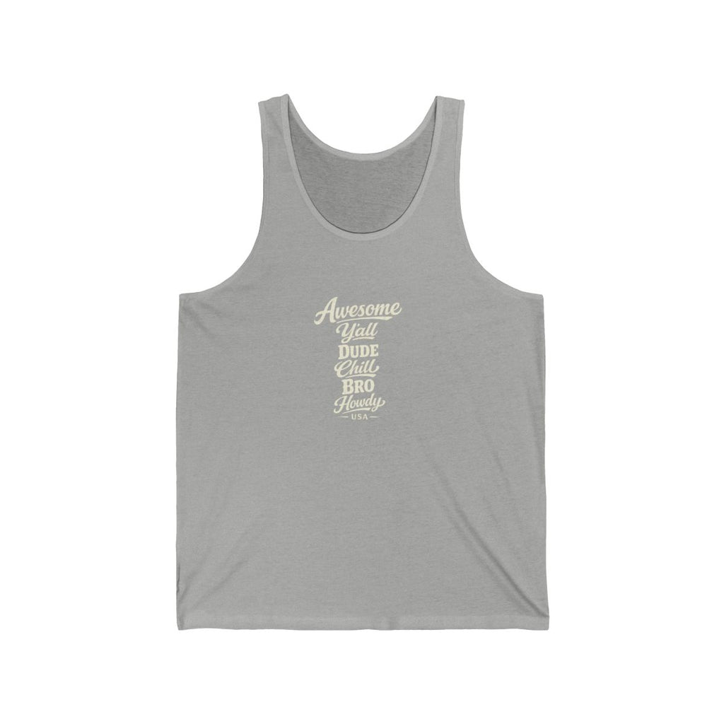 USA Slang Expressions Men's Tank Top — Athletic Heather (front)