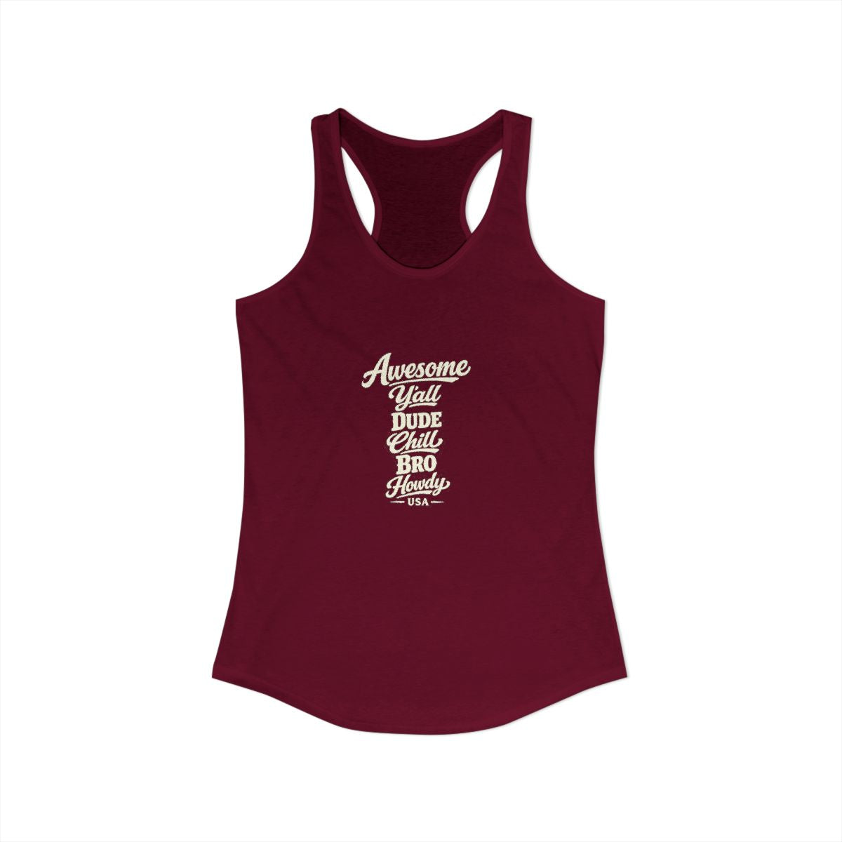 USA local slang women's tank top — typographic sayings design | Nameshi Destinations (view 27)