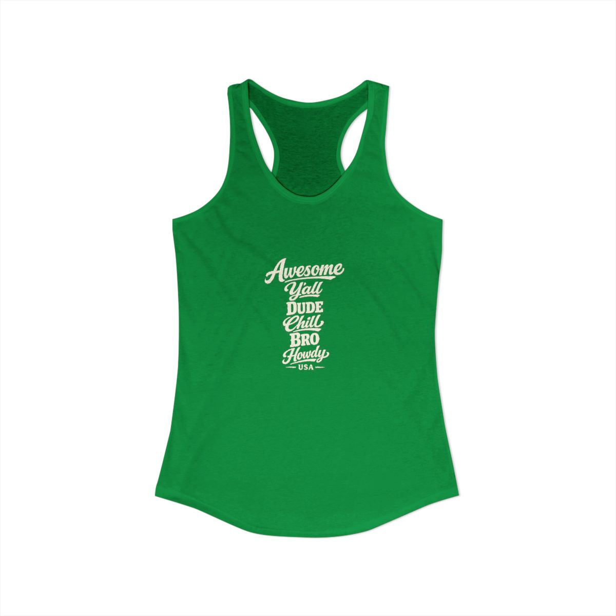 USA local slang women's tank top — typographic sayings design | Nameshi Destinations (view 7)