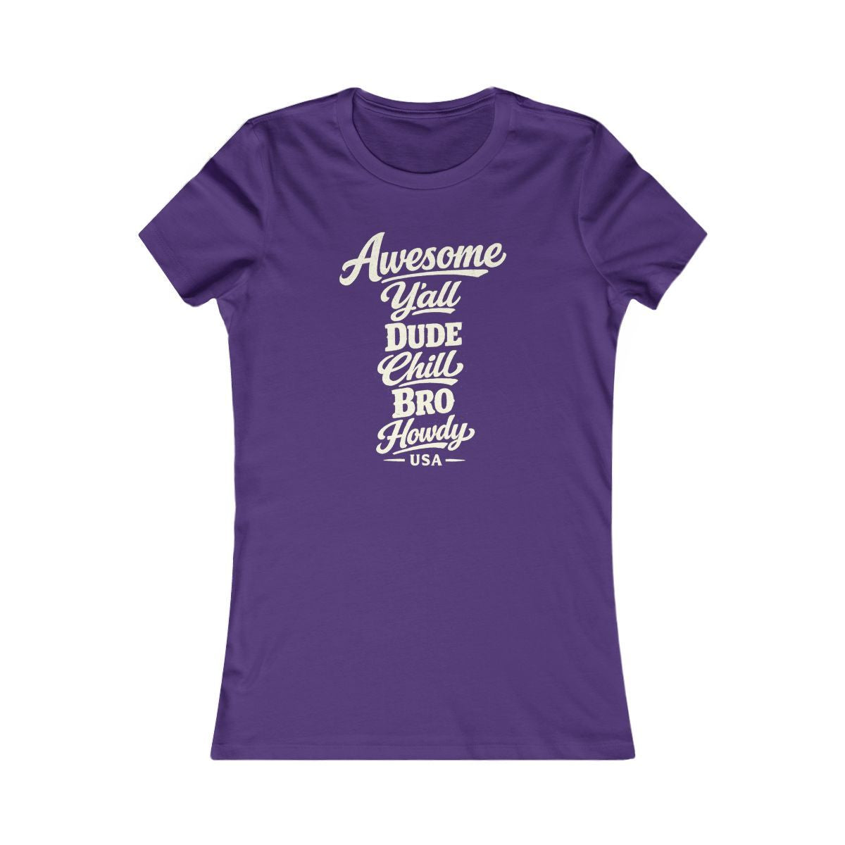 USA local slang women's tee — typographic sayings design | Nameshi Destinations (view 6)