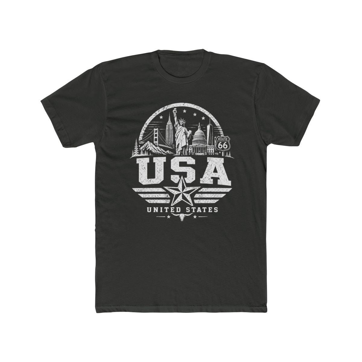 USA Vintage Landmarks Men's Tee — Solid Heavy Metal