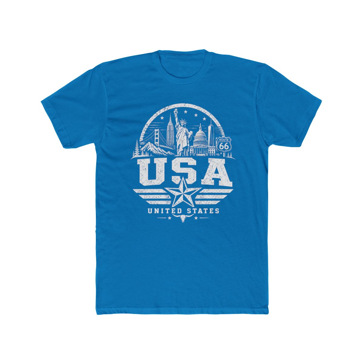USA Vintage Landmarks Men's Tee — Solid Turquoise
