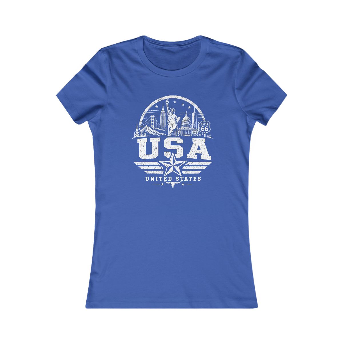 USA Vintage Landmarks Women's Tee — True Royal