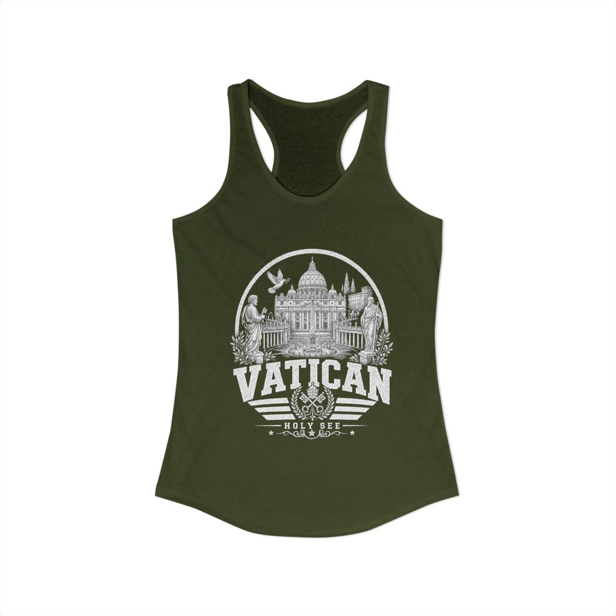 Vatican Women's Tank Top — Solid Military Green (front)