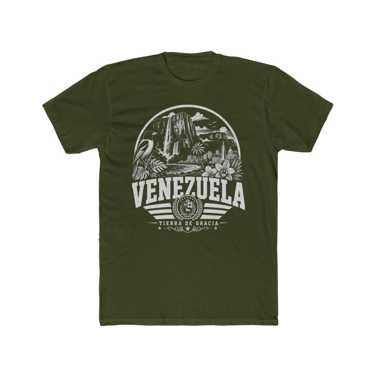Venezuela Men's Tee — Solid Military Green