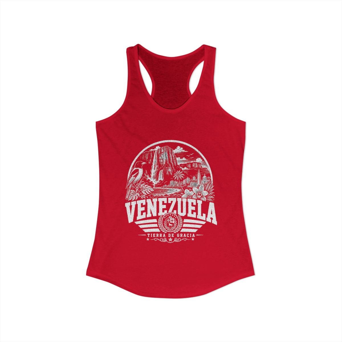Venezuela Women's Tank Top — Solid Red (front)
