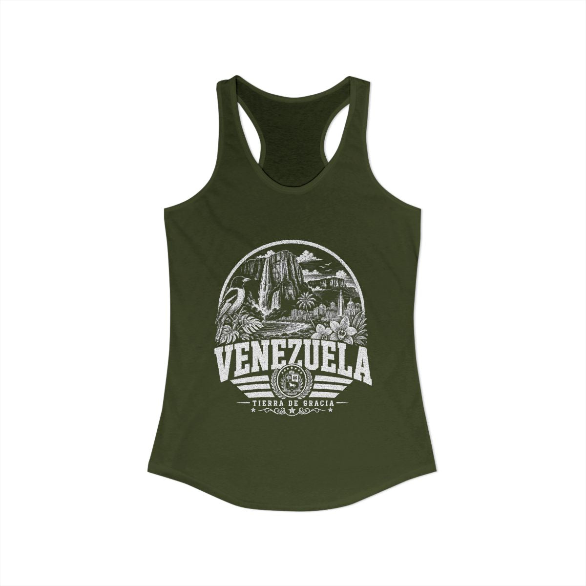 Venezuela Women's Tank Top — Solid Military Green (front)