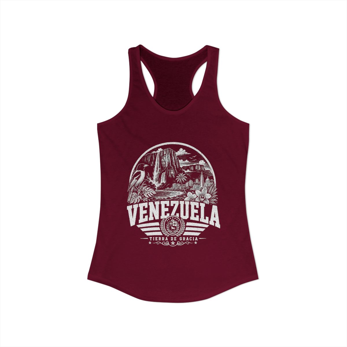 Venezuela Women's Tank Top — Solid Cardinal Red (front)