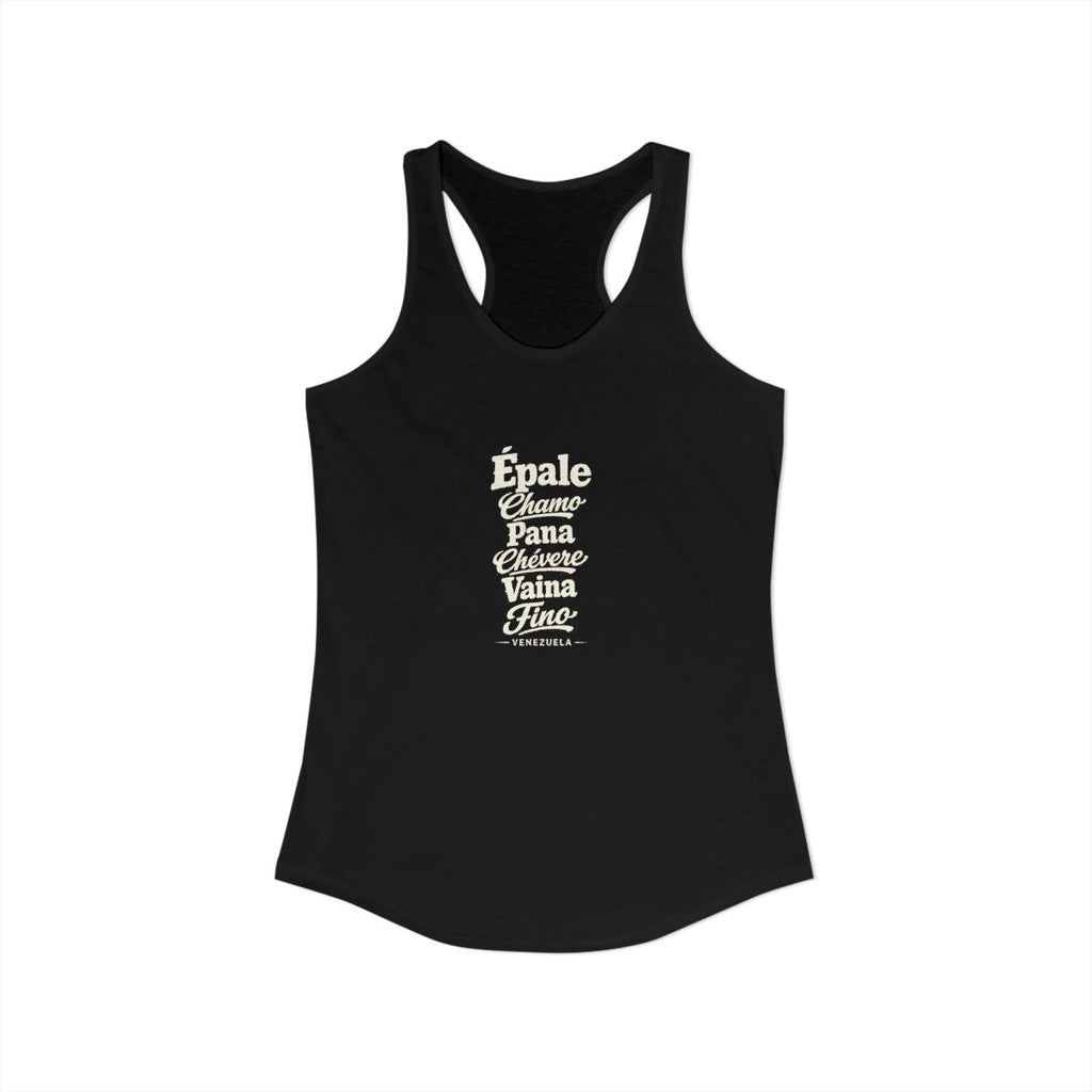 Venezuelan Slang Expressions Women's Tank Top — Solid Black (front)